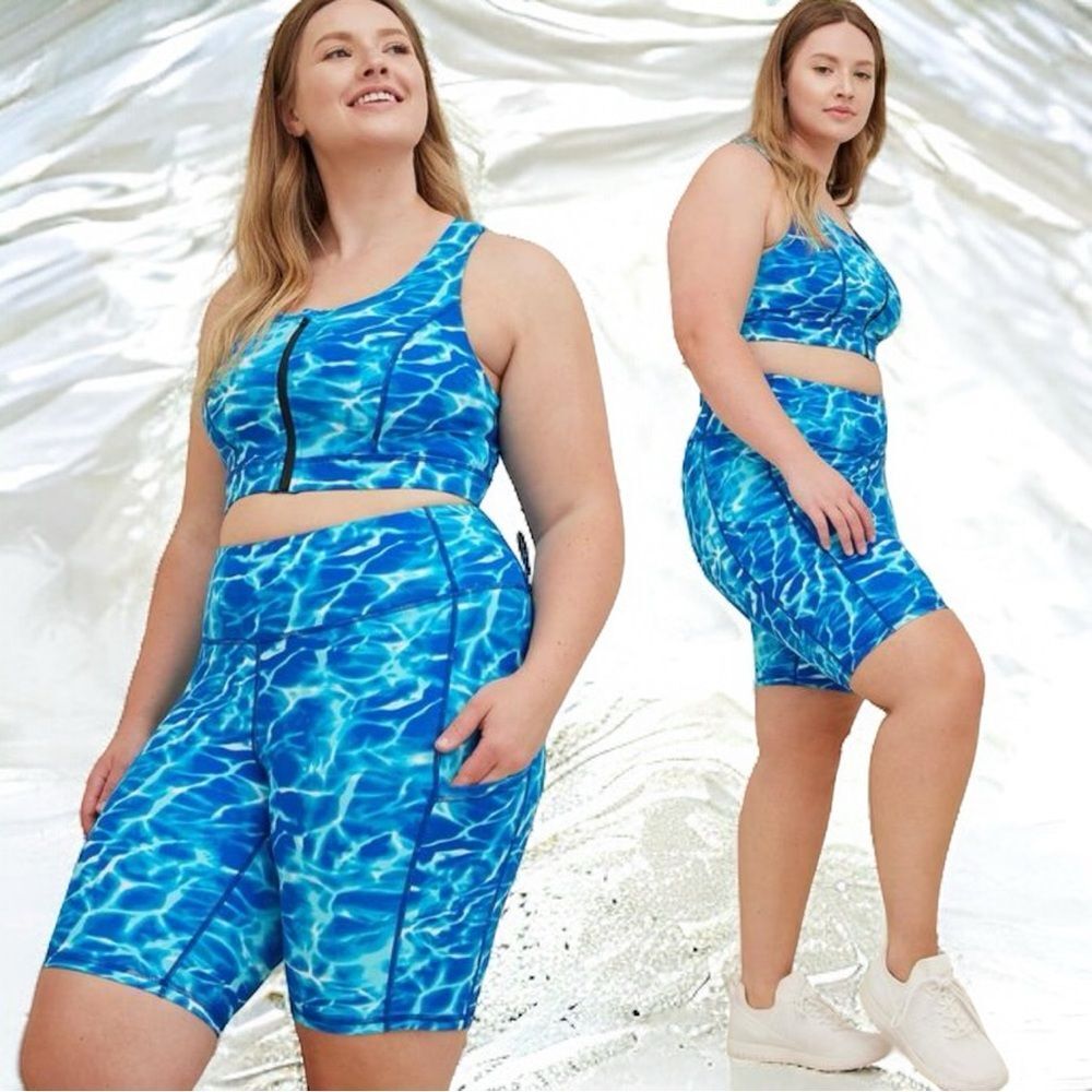 Torrid Blue Wave Pattern Bike Shorts - Picture 3 of 12